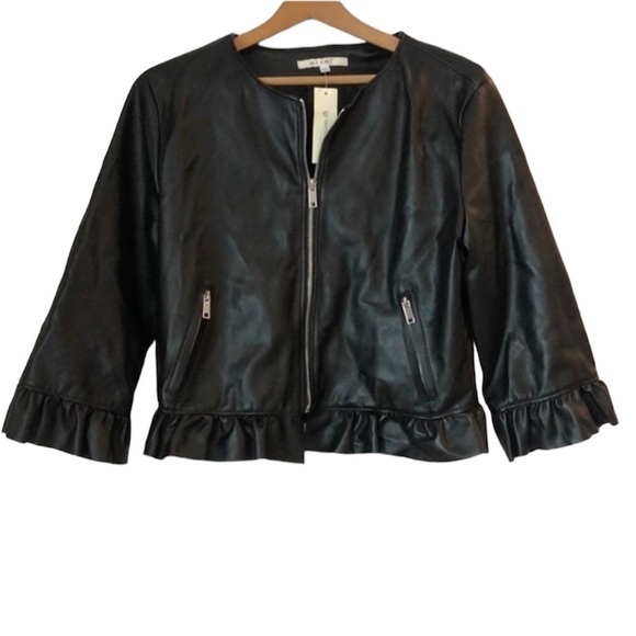 NWT Miami Jacket Size Large Black with Silver Zippers Flare Sleeves Unique - Picture 1 of 13